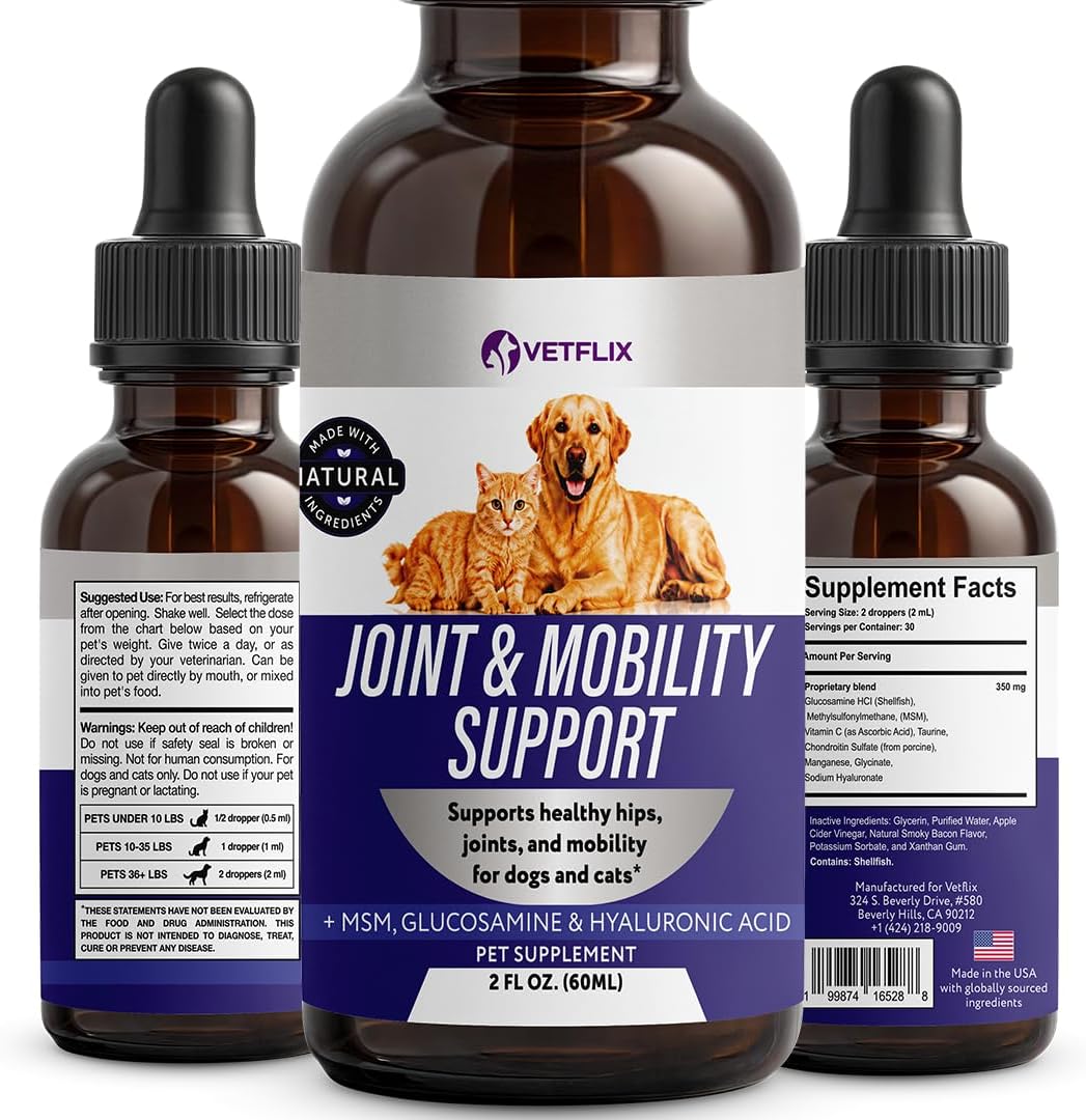 Hip & Joint Support Drops for Dogs & Cats, Smoky Bacon, 2 fl oz